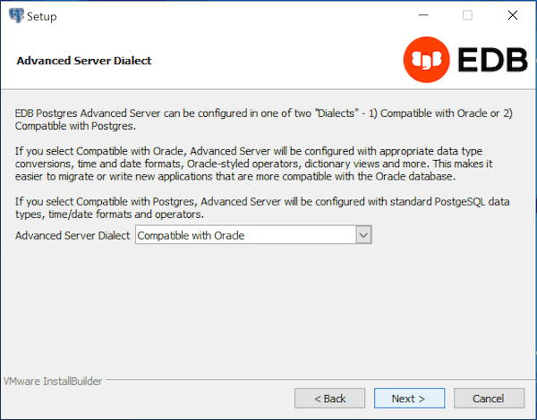 The EDB Postgres Advanced Server Dialect window